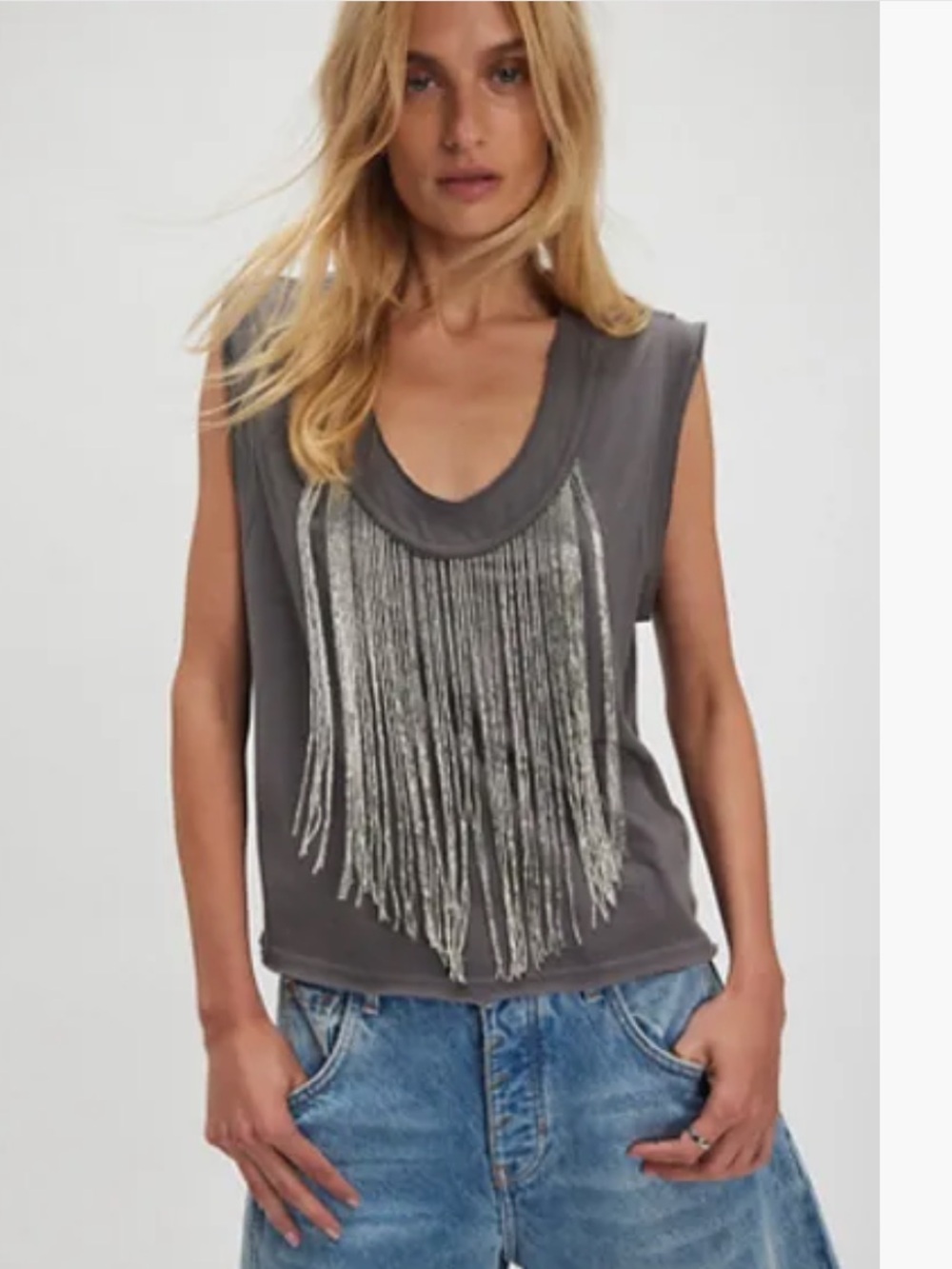 NWOT Free People Fringe Ya Later Top L